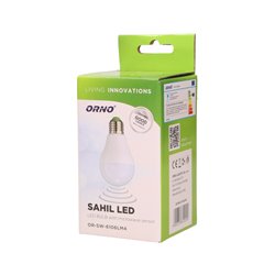 SAHIL LED 7W A60, ŻARÓWKA Z MIKROFALOWYM CZUJNIKIEM RUCHU, 600LM, 4000K, E27 ORNO SAHIL LED 7W A60, ŻARÓWKA Z MIKROFALOWYM CZUJNIKIEM RUCHU, 600LM, 4000K, E27 ORNO