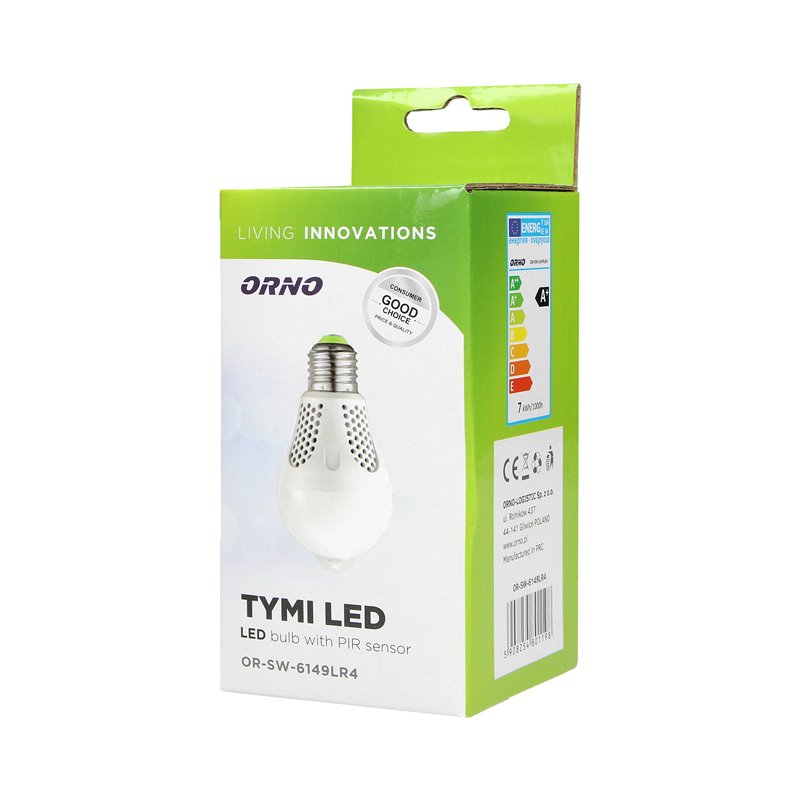 TYMI LED PIR 7W A60, ŻARÓWKA Z PIR 7W, 600LM, 4000K ORNO TYMI LED PIR 7W A60, ŻARÓWKA Z PIR 7W, 600LM, 4000K ORNO