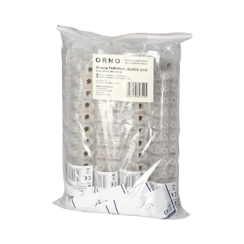 LISTWA ZACISKOWA 12-TOROWA ECO, MAX.25MM2,PE, 10 SZT. ORNO LISTWA ZACISKOWA 12-TOROWA ECO, MAX.25MM2,PE, 10 SZT. ORNO