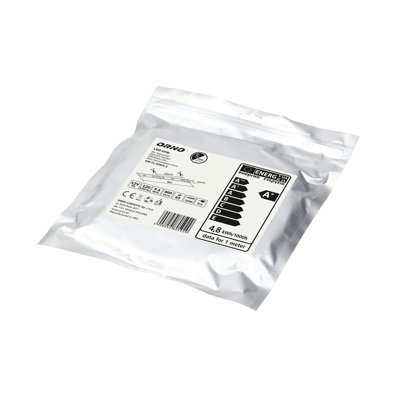 TAŚMA LED 12V DC, 2835SMD, 120LED/M, 9.6W/M, IP65, 3500K, ROLKA 5M ORNO TAŚMA LED 12V DC, 2835SMD, 120LED/M, 9.6W/M, IP65, 3500K, ROLKA 5M ORNO