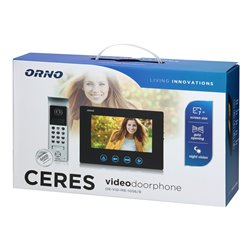 ZESTAW WIDEODOMOFONOWY BEZSŁUCHAWKOWY, KOLOR, LCD 7", Z SZYFRATOREM, NATYNKOWY, CZARNY, CERES ORNO ZESTAW WIDEODOMOFONOWY BEZSŁUCHAWKOWY, KOLOR, LCD 7", Z SZYFRATOREM, NATYNKOWY, CZARNY, CERES ORNO