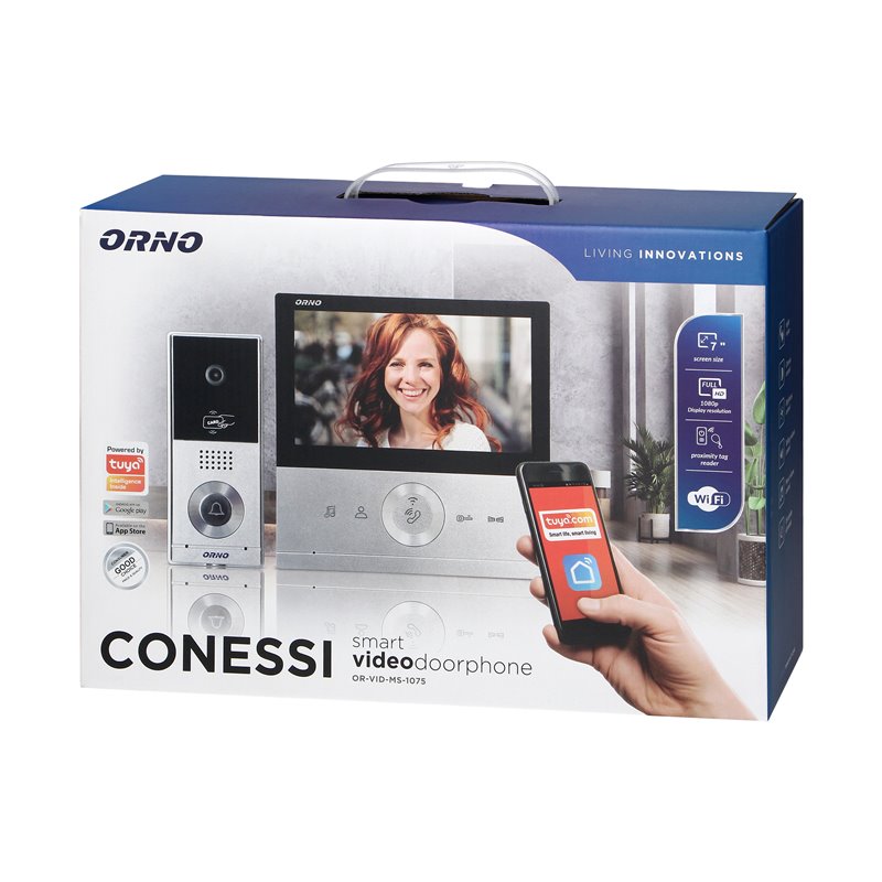 ZESTAW WIDEODOMOFONOWY CONESSI FULL HD, BEZSŁUCHAWKOWY MONITOR 7" LCD, KASETA ZEWNĘTRZNA Z CZYTNIKIEM KART I BRELOKÓW RFID, WIFI ZESTAW WIDEODOMOFONOWY CONESSI FULL HD, BEZSŁUCHAWKOWY MONITOR 7" LCD, KASETA ZEWNĘTRZNA Z CZYTNIKIEM KART I BRELOKÓW RFID, WIFI