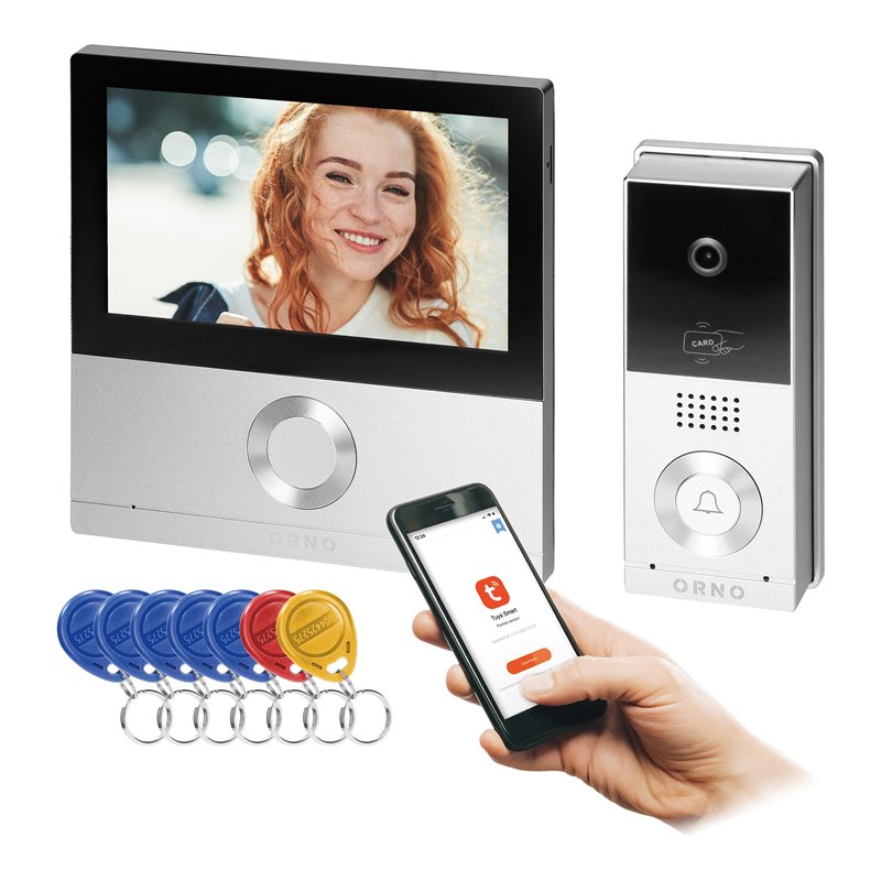 TALOS, ZESTAW WIDEODOMOFONOWY, 4-ŻYŁOWY, 7", WI-FI,  EKRAN DOTYKOWY, FULL HD, RFID  ORNO