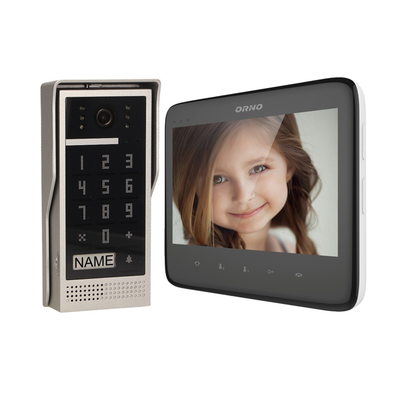 ZESTAW WIDEODOMOFONOWY BEZSŁUCHAWKOWY, KOLOR, LCD 7", Z SZYFRATOREM, NATYNKOWY, CZARNY, DICO ORNO ZESTAW WIDEODOMOFONOWY BEZSŁUCHAWKOWY, KOLOR, LCD 7", Z SZYFRATOREM, NATYNKOWY, CZARNY, DICO ORNO