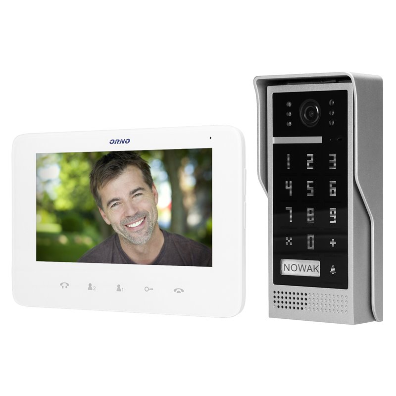 ZESTAW WIDEODOMOFONOWY BEZSŁUCHAWKOWY, KOLOR, LCD 7", Z SZYFRATOREM, NATYNKOWY, BIAŁY, DICO ORNO ZESTAW WIDEODOMOFONOWY BEZSŁUCHAWKOWY, KOLOR, LCD 7", Z SZYFRATOREM, NATYNKOWY, BIAŁY, DICO ORNO