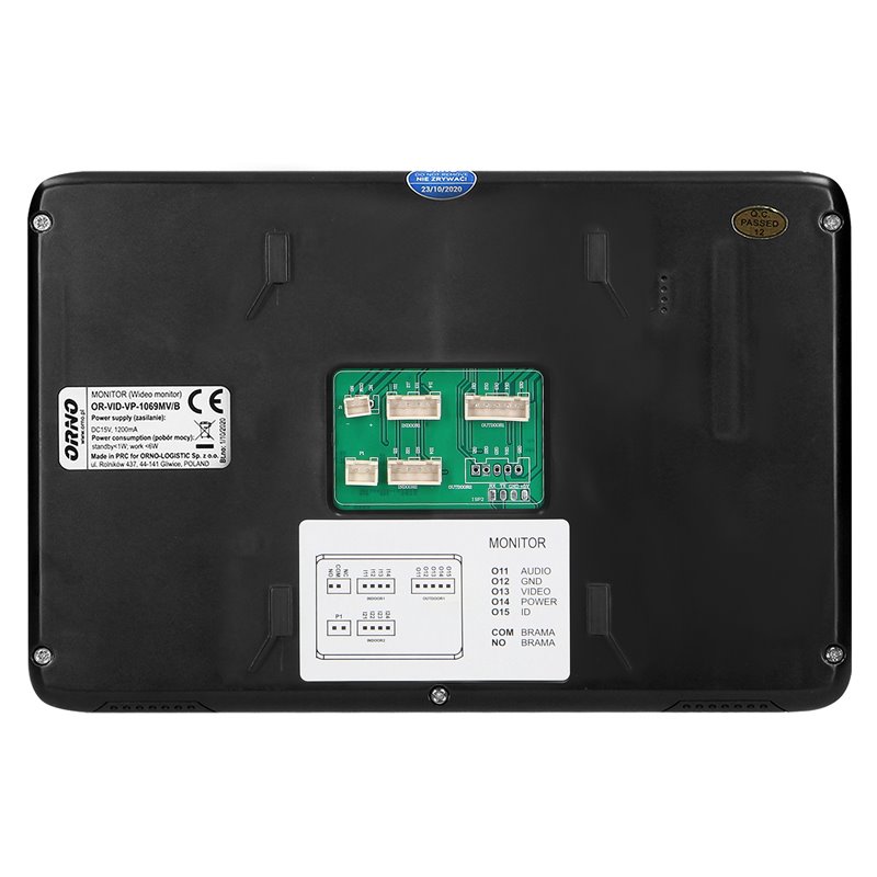 ZESTAW WIDEODOMOFONOWY, BEZSŁUCHAWKOWY, KOLOR, LCD 7", INTERKOM, Z SZYFRATOREM, NATYNKOWY, CZARNY, SCUTI ORNO ZESTAW WIDEODOMOFONOWY, BEZSŁUCHAWKOWY, KOLOR, LCD 7", INTERKOM, Z SZYFRATOREM, NATYNKOWY, CZARNY, SCUTI ORNO
