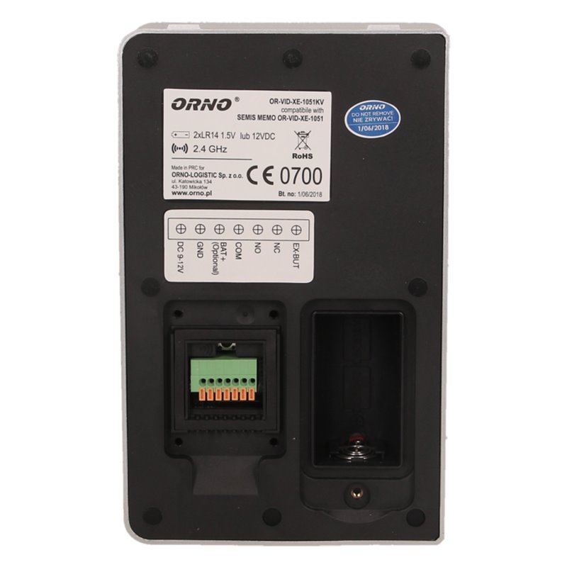 ZESTAW WIDEODOMOFONOWY, BEZPRZEWODOWY, ZASIĘG 150M, KOLOR, LCD 2,4", PAMIĘĆ, NATYNKOWY, IP55, SEMIS MEMO ORNO ZESTAW WIDEODOMOFONOWY, BEZPRZEWODOWY, ZASIĘG 150M, KOLOR, LCD 2,4", PAMIĘĆ, NATYNKOWY, IP55, SEMIS MEMO ORNO