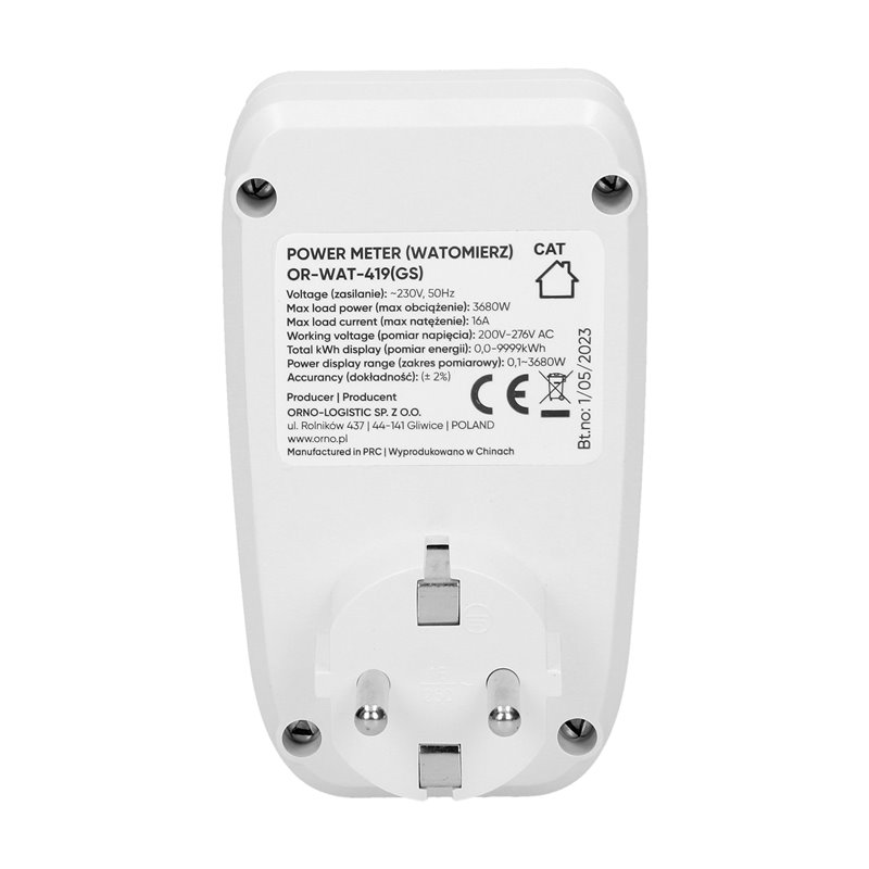 WATOMIERZ, KALKULATOR ENERGII Z WYŚWIETLACZEM LCD, WERSJA SCHUKO ORNO WATOMIERZ, KALKULATOR ENERGII Z WYŚWIETLACZEM LCD, WERSJA SCHUKO ORNO