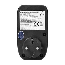WATOMIERZ, KALKULATOR ENERGII Z PODŚWIETLANYM WYŚWIETLACZEM LCD, CZARNY ORNO WATOMIERZ, KALKULATOR ENERGII Z PODŚWIETLANYM WYŚWIETLACZEM LCD, CZARNY ORNO