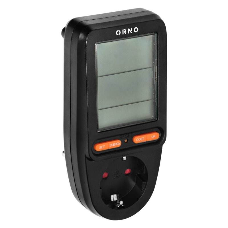 WATOMIERZ, KALKULATOR ENERGII Z WYŚWIETLACZEM LCD, WERSJA SCHUKO, CZARNY ORNO WATOMIERZ, KALKULATOR ENERGII Z WYŚWIETLACZEM LCD, WERSJA SCHUKO, CZARNY ORNO