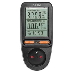 WATOMIERZ, KALKULATOR ENERGII Z WYŚWIETLACZEM LCD, CZARNY ORNO WATOMIERZ, KALKULATOR ENERGII Z WYŚWIETLACZEM LCD, CZARNY ORNO