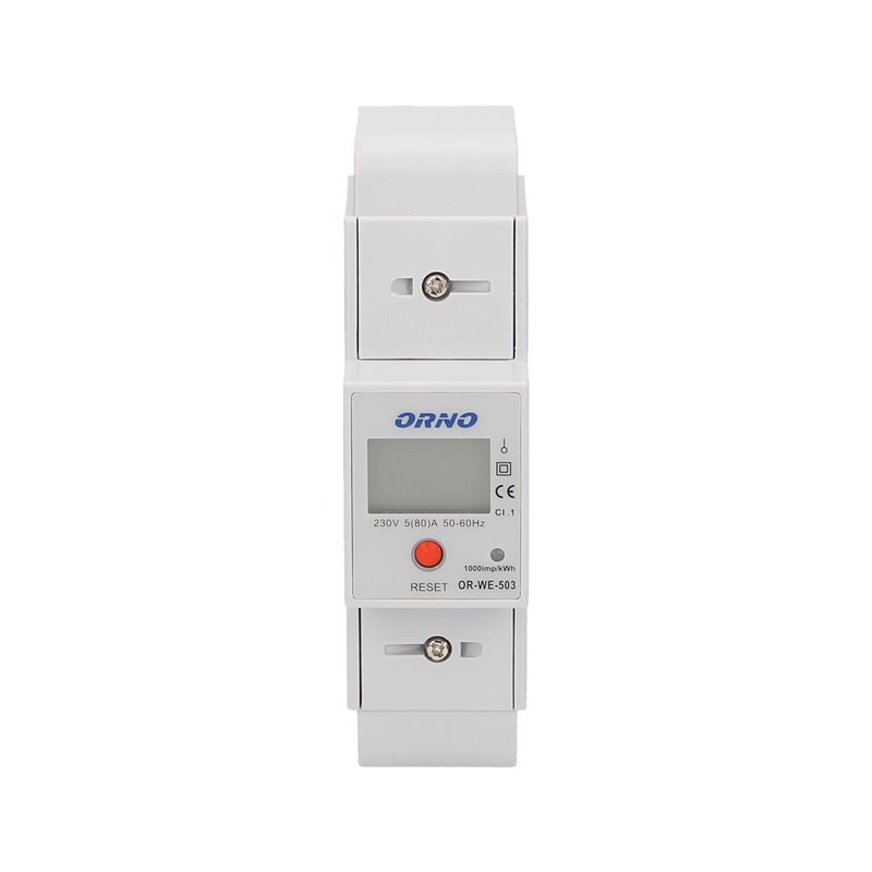 1-FAZOWY WSKAŹNIK ZUŻYCIA ENERGII ELEKTRYCZNEJ, 80A, DODATKOWY WSKAŹNIK, WYJŚCIE IMPULSOWE, PRZYCISK RESET, 2 MODUŁY, DIN TH-35M 1-FAZOWY WSKAŹNIK ZUŻYCIA ENERGII ELEKTRYCZNEJ, 80A, DODATKOWY WSKAŹNIK, WYJŚCIE IMPULSOWE, PRZYCISK RESET, 2 MODUŁY, DIN TH-35M