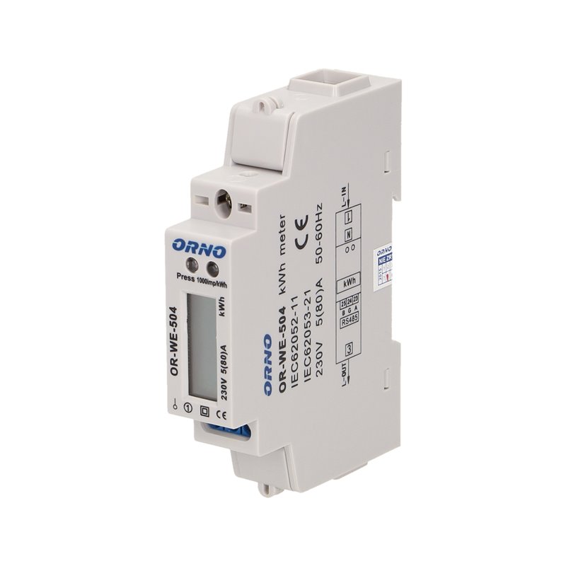 1-FAZOWY WSKAŹNIK ZUŻYCIA ENERGII ELEKTRYCZNEJ, 80A, PORT RS-485, 1 MODUŁ, DIN TH-35MM ORNO 1-FAZOWY WSKAŹNIK ZUŻYCIA ENERGII ELEKTRYCZNEJ, 80A, PORT RS-485, 1 MODUŁ, DIN TH-35MM ORNO