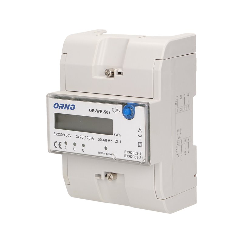 3-FAZOWY WSKAŹNIK ENERGII ELEKTRYCZNEJ, 120A, 5 MODUŁÓW, DIN TH-35MM, DODATKOWY PRZYCISK ORNO 3-FAZOWY WSKAŹNIK ENERGII ELEKTRYCZNEJ, 120A, 5 MODUŁÓW, DIN TH-35MM, DODATKOWY PRZYCISK ORNO