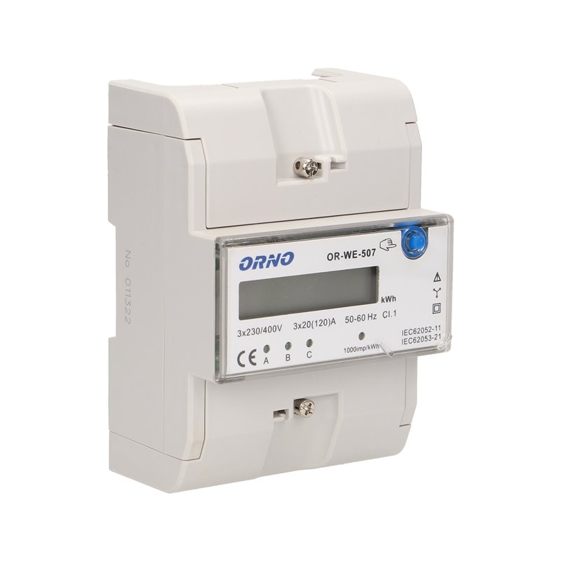 3-FAZOWY WSKAŹNIK ENERGII ELEKTRYCZNEJ, 120A, 5 MODUŁÓW, DIN TH-35MM, DODATKOWY PRZYCISK ORNO 3-FAZOWY WSKAŹNIK ENERGII ELEKTRYCZNEJ, 120A, 5 MODUŁÓW, DIN TH-35MM, DODATKOWY PRZYCISK ORNO