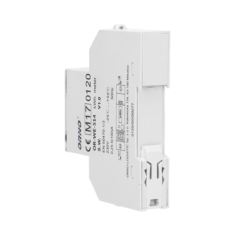 1-FAZOWY LICZNIK ENERGII ELEKTRYCZNEJ, 100A, PORT RS-485, MID, 1 MODUŁ, DIN TH-35MM ORNO 1-FAZOWY LICZNIK ENERGII ELEKTRYCZNEJ, 100A, PORT RS-485, MID, 1 MODUŁ, DIN TH-35MM ORNO
