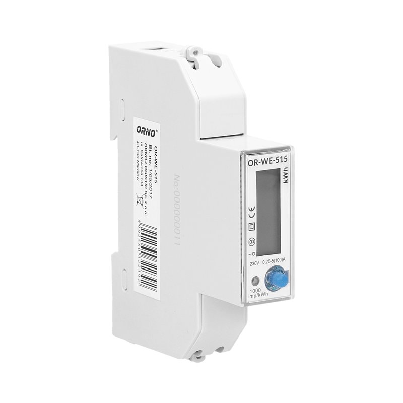 1-FAZOWY LICZNIK ENERGII ELEKTRYCZNEJ 100A, WIELOTARYFOWY, PORT RS-485, MID, 1 MODUŁ, DIN TH-35MM ORNO 1-FAZOWY LICZNIK ENERGII ELEKTRYCZNEJ 100A, WIELOTARYFOWY, PORT RS-485, MID, 1 MODUŁ, DIN TH-35MM ORNO