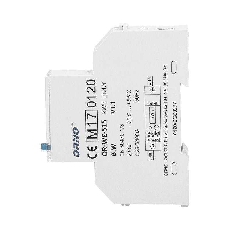 1-FAZOWY LICZNIK ENERGII ELEKTRYCZNEJ 100A, WIELOTARYFOWY, PORT RS-485, MID, 1 MODUŁ, DIN TH-35MM ORNO 1-FAZOWY LICZNIK ENERGII ELEKTRYCZNEJ 100A, WIELOTARYFOWY, PORT RS-485, MID, 1 MODUŁ, DIN TH-35MM ORNO