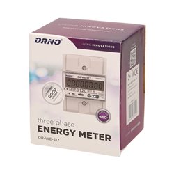 3-FAZOWY LICZNIK ENERGII ELEKTRYCZNEJ, 80A, PORT RS-485, WIELOTARYFOWY, 4,5 MODUŁY, DIN TH-35MM ORNO 3-FAZOWY LICZNIK ENERGII ELEKTRYCZNEJ, 80A, PORT RS-485, WIELOTARYFOWY, 4,5 MODUŁY, DIN TH-35MM ORNO