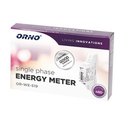 1-FAZOWY LICZNIK ENERGII ELEKTRYCZNEJ, 40A, MID, WYJŚCIE IMPULSOWE, 1 MODUŁ, DIN TH-35MM ORNO 1-FAZOWY LICZNIK ENERGII ELEKTRYCZNEJ, 40A, MID, WYJŚCIE IMPULSOWE, 1 MODUŁ, DIN TH-35MM ORNO