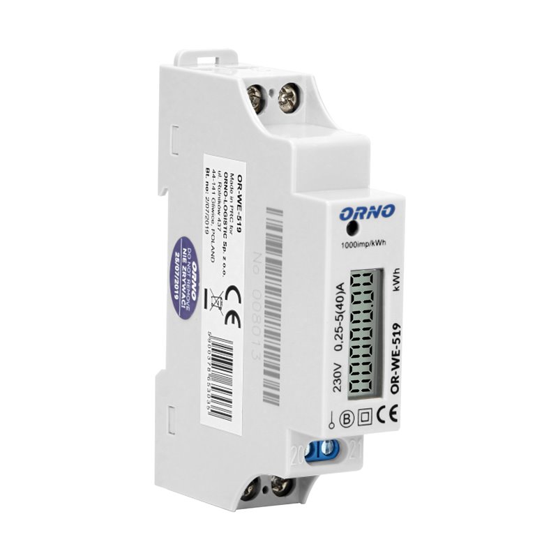 1-FAZOWY LICZNIK ENERGII ELEKTRYCZNEJ, 40A, MID, WYJŚCIE IMPULSOWE, 1 MODUŁ, DIN TH-35MM ORNO 1-FAZOWY LICZNIK ENERGII ELEKTRYCZNEJ, 40A, MID, WYJŚCIE IMPULSOWE, 1 MODUŁ, DIN TH-35MM ORNO