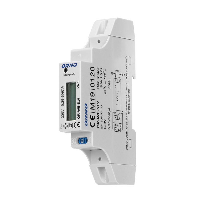 1-FAZOWY LICZNIK ENERGII ELEKTRYCZNEJ, 40A, MID, WYJŚCIE IMPULSOWE, 1 MODUŁ, DIN TH-35MM ORNO 1-FAZOWY LICZNIK ENERGII ELEKTRYCZNEJ, 40A, MID, WYJŚCIE IMPULSOWE, 1 MODUŁ, DIN TH-35MM ORNO