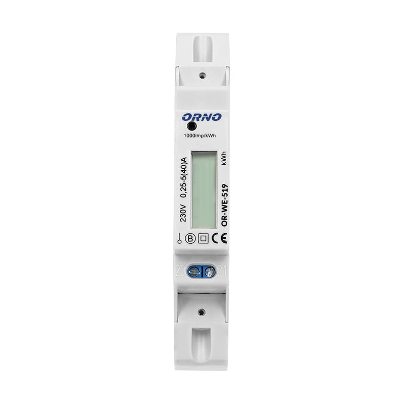 1-FAZOWY LICZNIK ENERGII ELEKTRYCZNEJ, 40A, MID, WYJŚCIE IMPULSOWE, 1 MODUŁ, DIN TH-35MM ORNO 1-FAZOWY LICZNIK ENERGII ELEKTRYCZNEJ, 40A, MID, WYJŚCIE IMPULSOWE, 1 MODUŁ, DIN TH-35MM ORNO
