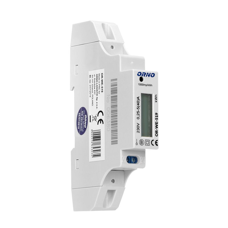 1-FAZOWY LICZNIK ENERGII ELEKTRYCZNEJ, 40A, MID, WYJŚCIE IMPULSOWE, 1 MODUŁ, DIN TH-35MM ORNO 1-FAZOWY LICZNIK ENERGII ELEKTRYCZNEJ, 40A, MID, WYJŚCIE IMPULSOWE, 1 MODUŁ, DIN TH-35MM ORNO