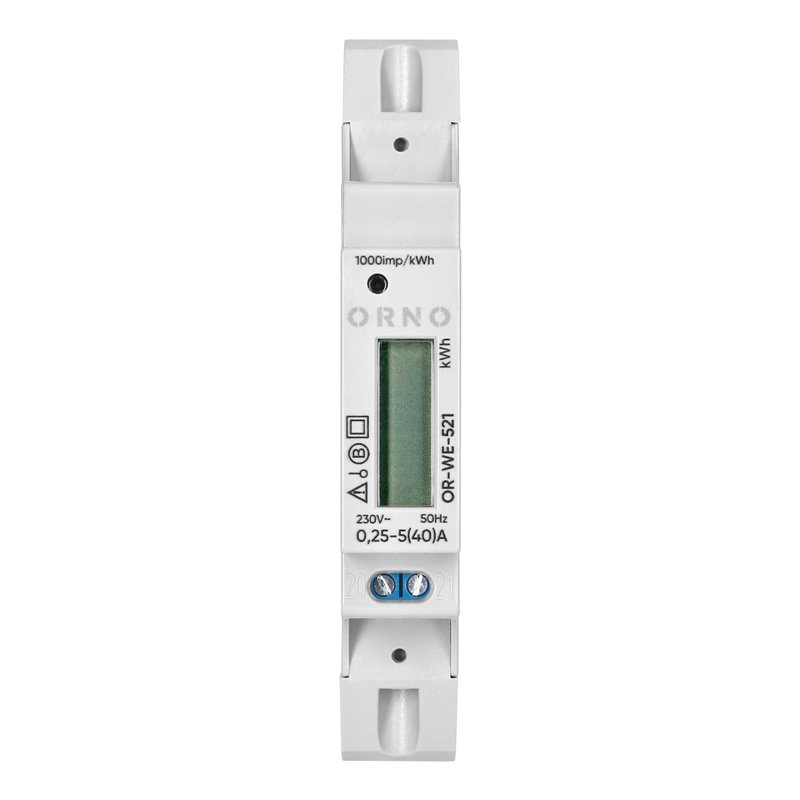 1-FAZOWY LICZNIK ENERGII ELEKTRYCZNEJ, 40A, MID, WYJŚCIE IMPULSOWE, PODŚWIETLENIE, 1 MODUŁ, DIN TH-35MM ORNO 1-FAZOWY LICZNIK ENERGII ELEKTRYCZNEJ, 40A, MID, WYJŚCIE IMPULSOWE, PODŚWIETLENIE, 1 MODUŁ, DIN TH-35MM ORNO