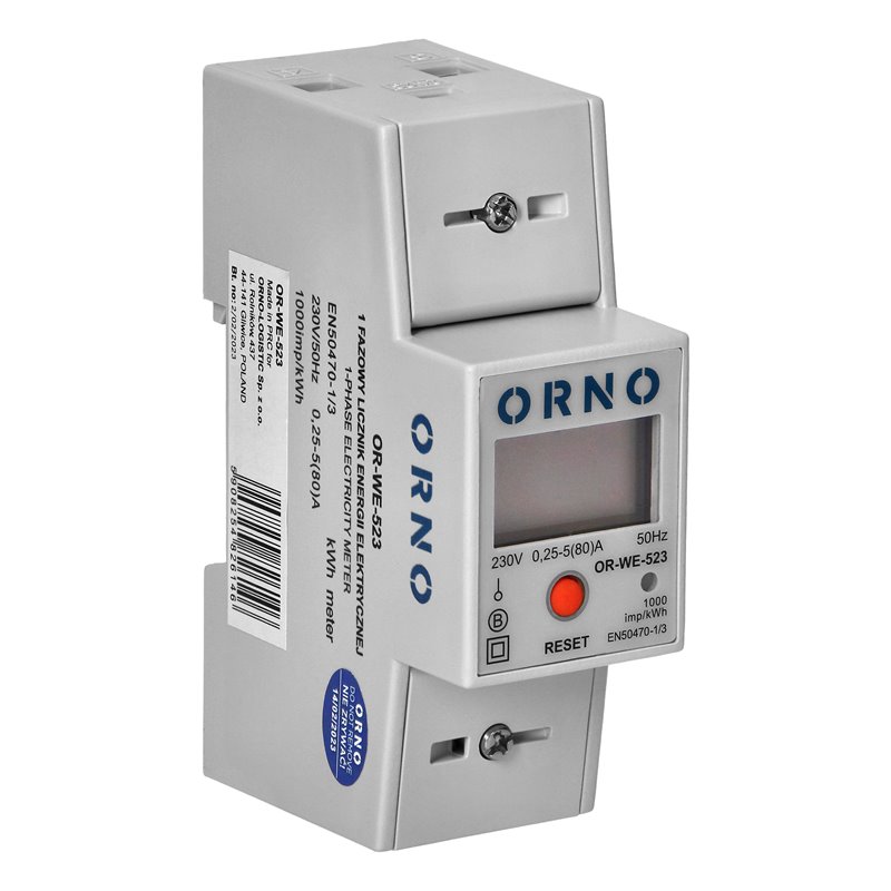 1-FAZOWY LICZNIK ZUŻYCIA ENERGII ELEKTRYCZNEJ, 80A, MID, RS485, DODATKOWY WSKAŹNIK, WYJŚCIE IMPULSOWE, PRZYCISK RESET, 2 MODUŁY, 1-FAZOWY LICZNIK ZUŻYCIA ENERGII ELEKTRYCZNEJ, 80A, MID, RS485, DODATKOWY WSKAŹNIK, WYJŚCIE IMPULSOWE, PRZYCISK RESET, 2 MODUŁY,