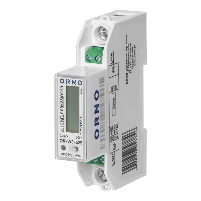 1-FAZOWY LICZNIK ENERGII ELEKTRYCZNEJ, 100A, PORT RS-485, MID, 1 MODUŁ, DIN TH-35MM, PV ORNO