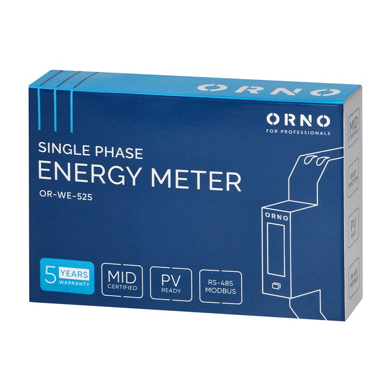 1-FAZOWY LICZNIK ENERGII ELEKTRYCZNEJ, 100A, PORT RS-485, MID, 1 MODUŁ, DIN TH-35MM, PV ORNO 1-FAZOWY LICZNIK ENERGII ELEKTRYCZNEJ, 100A, PORT RS-485, MID, 1 MODUŁ, DIN TH-35MM, PV ORNO