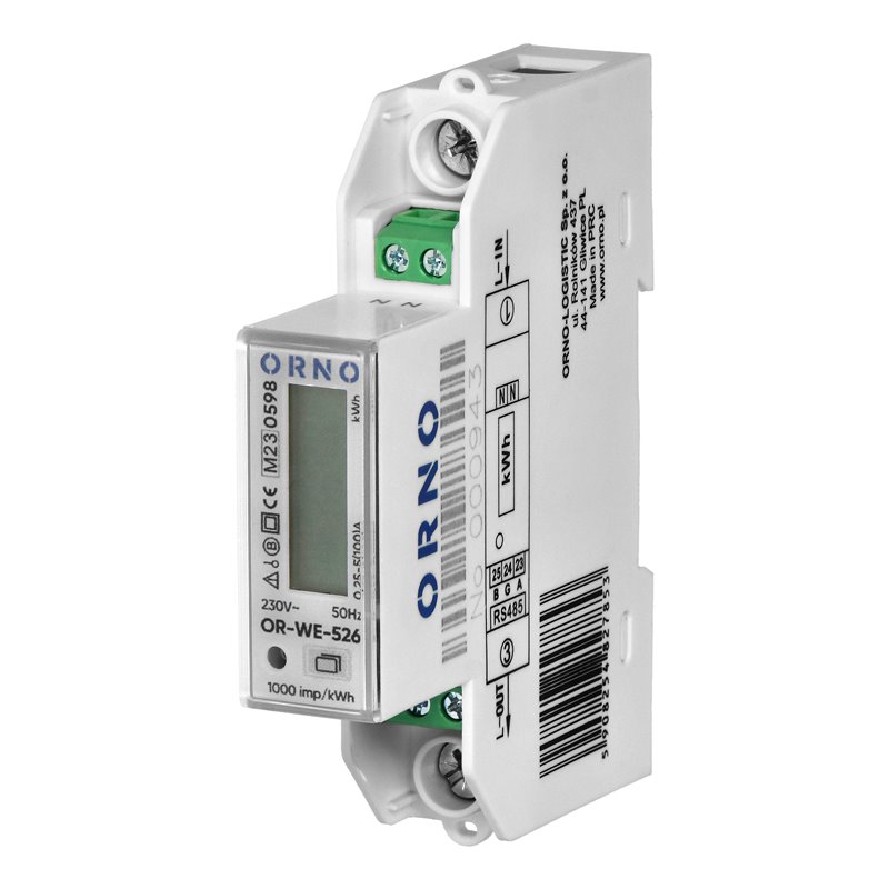 1-FAZOWY LICZNIK ENERGII ELEKTRYCZNEJ 100A, WIELOTARYFOWY, PORT RS-485, MID, 1 MODUŁ, DIN TH-35MM, PV ORNO