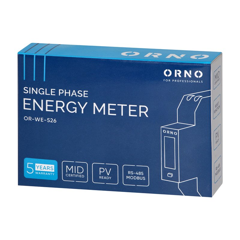 1-FAZOWY LICZNIK ENERGII ELEKTRYCZNEJ 100A, WIELOTARYFOWY, PORT RS-485, MID, 1 MODUŁ, DIN TH-35MM, PV ORNO 1-FAZOWY LICZNIK ENERGII ELEKTRYCZNEJ 100A, WIELOTARYFOWY, PORT RS-485, MID, 1 MODUŁ, DIN TH-35MM, PV ORNO