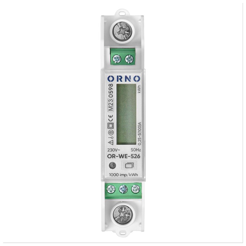 1-FAZOWY LICZNIK ENERGII ELEKTRYCZNEJ 100A, WIELOTARYFOWY, PORT RS-485, MID, 1 MODUŁ, DIN TH-35MM, PV ORNO 1-FAZOWY LICZNIK ENERGII ELEKTRYCZNEJ 100A, WIELOTARYFOWY, PORT RS-485, MID, 1 MODUŁ, DIN TH-35MM, PV ORNO