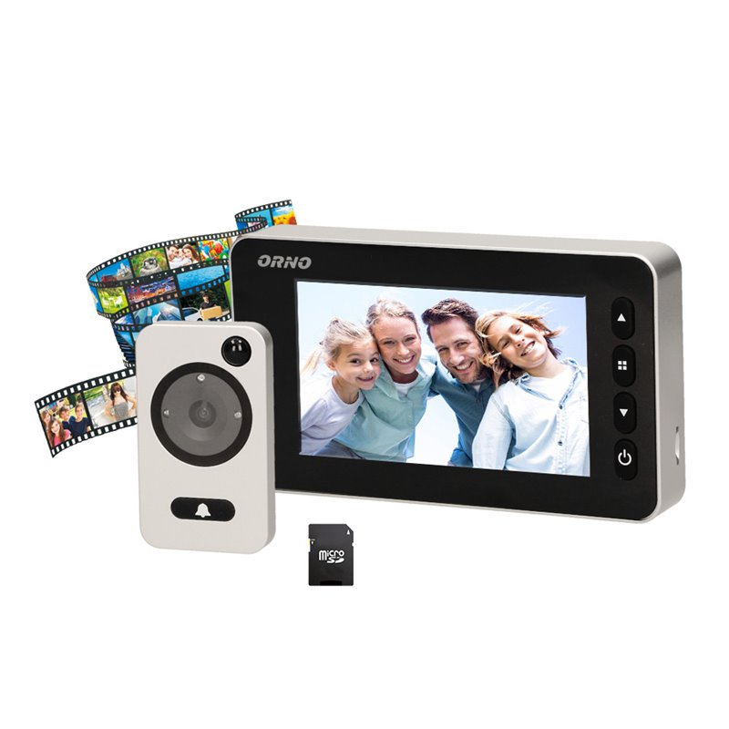 ELEKTRONICZNY WIZJER DO DRZWI 4,3" Z FUNKCJĄ NAGRYWANIA NA KARTĘ MICRO SD, CZUJNIKIEM RUCHU I MENU W 9 JĘZYKACH, BATERYJNY ORNO ELEKTRONICZNY WIZJER DO DRZWI 4,3" Z FUNKCJĄ NAGRYWANIA NA KARTĘ MICRO SD, CZUJNIKIEM RUCHU I MENU W 9 JĘZYKACH, BATERYJNY ORNO