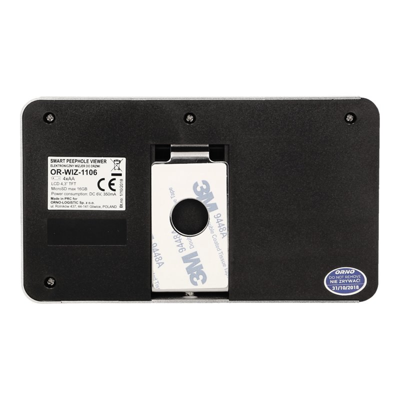 ELEKTRONICZNY WIZJER DO DRZWI 4,3" Z FUNKCJĄ NAGRYWANIA NA KARTĘ MICRO SD, CZUJNIKIEM RUCHU I MENU W 9 JĘZYKACH, BATERYJNY ORNO ELEKTRONICZNY WIZJER DO DRZWI 4,3" Z FUNKCJĄ NAGRYWANIA NA KARTĘ MICRO SD, CZUJNIKIEM RUCHU I MENU W 9 JĘZYKACH, BATERYJNY ORNO