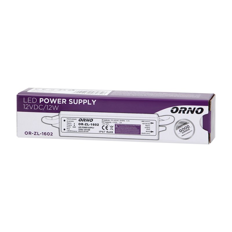 ZASILACZ DO LED 12VDC 12W, IP67 ORNO ZASILACZ DO LED 12VDC 12W, IP67 ORNO