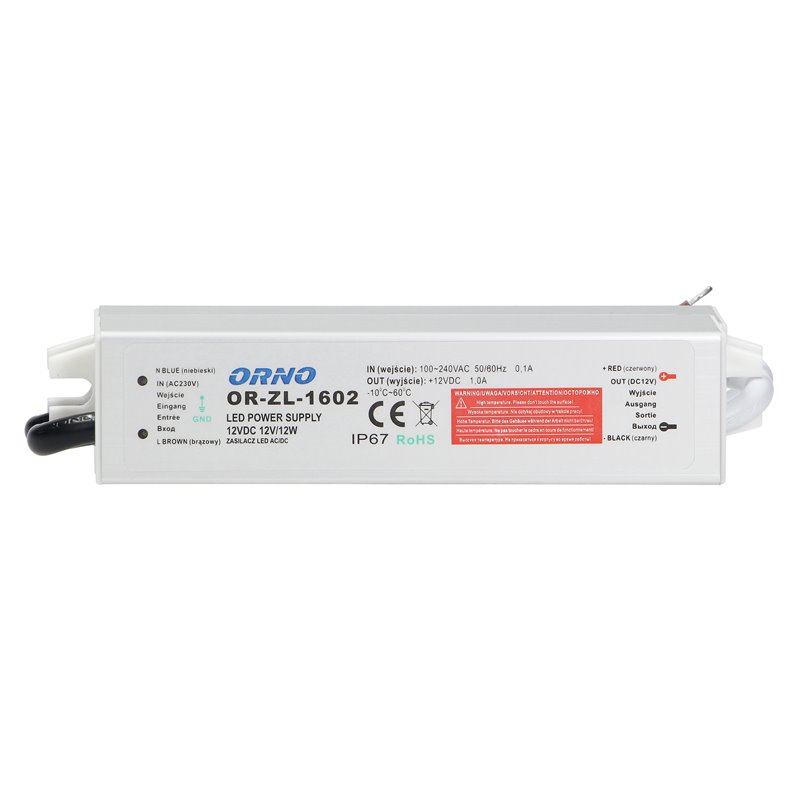 ZASILACZ DO LED 12VDC 12W, IP67 ORNO ZASILACZ DO LED 12VDC 12W, IP67 ORNO