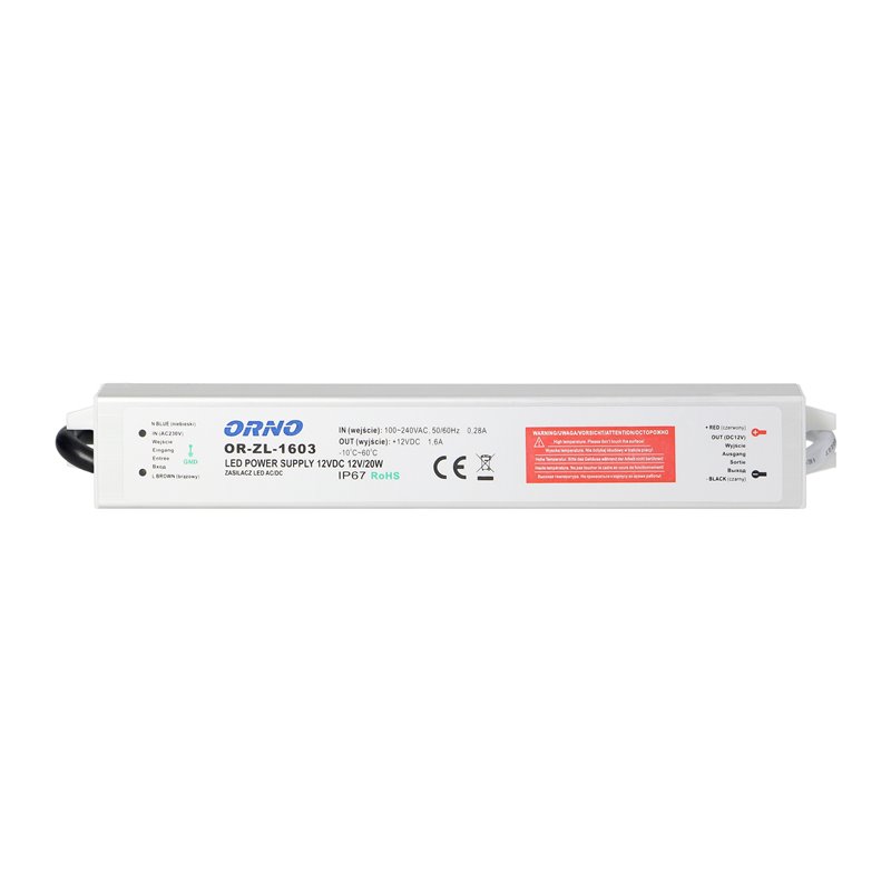 ZASILACZ DO LED 12VDC 20W, IP67 ORNO ZASILACZ DO LED 12VDC 20W, IP67 ORNO