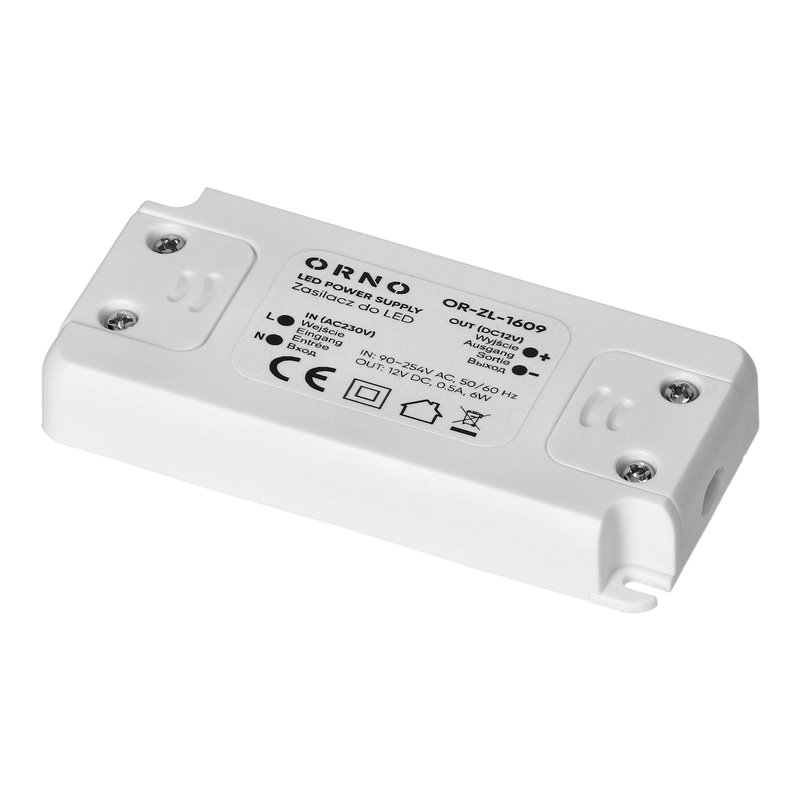 ZASILACZ DO LED 12VDC 6W, IP20 ORNO ZASILACZ DO LED 12VDC 6W, IP20 ORNO