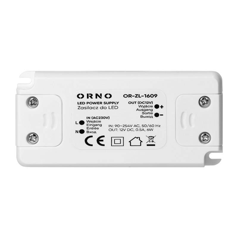 ZASILACZ DO LED 12VDC 6W, IP20 ORNO ZASILACZ DO LED 12VDC 6W, IP20 ORNO