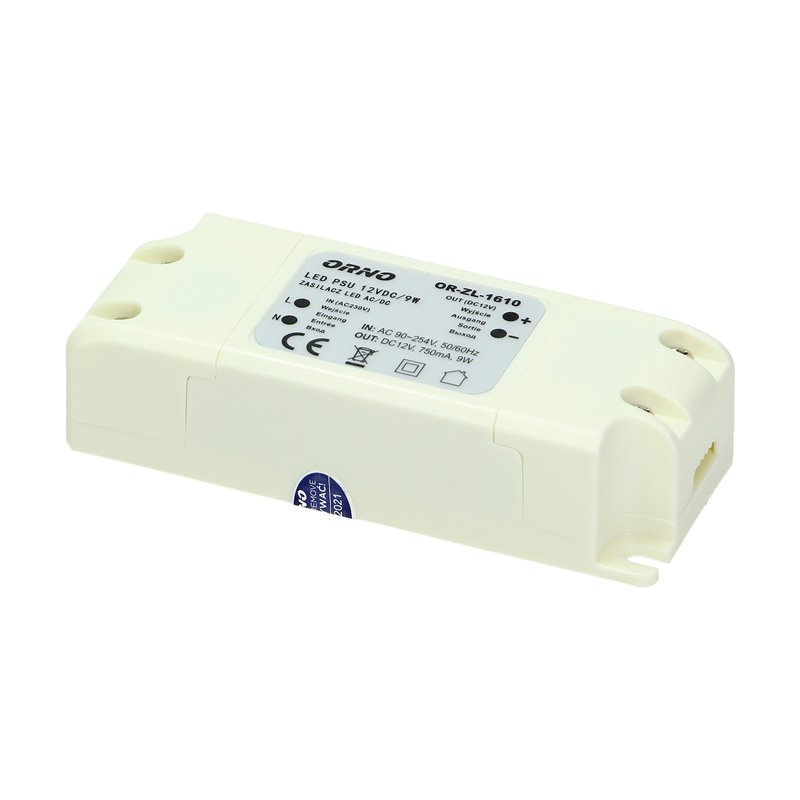 ZASILACZ DO LED 12VDC 9W, IP20 ORNO ZASILACZ DO LED 12VDC 9W, IP20 ORNO