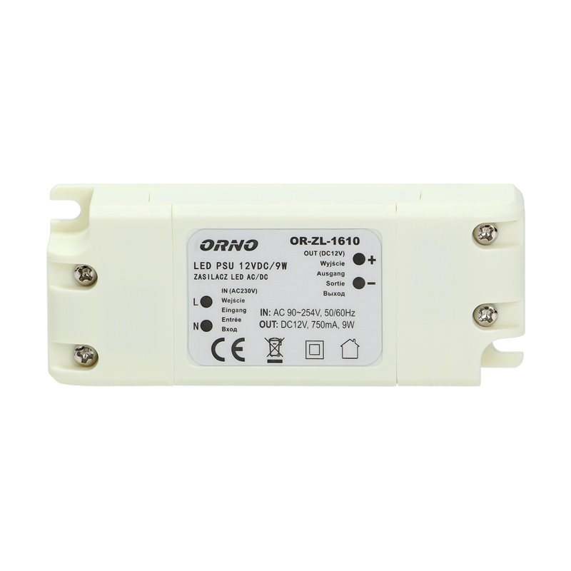 ZASILACZ DO LED 12VDC 9W, IP20 ORNO ZASILACZ DO LED 12VDC 9W, IP20 ORNO