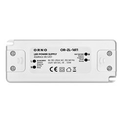 ZASILACZ DO LED 12VDC 12W, IP20 ORNO ZASILACZ DO LED 12VDC 12W, IP20 ORNO