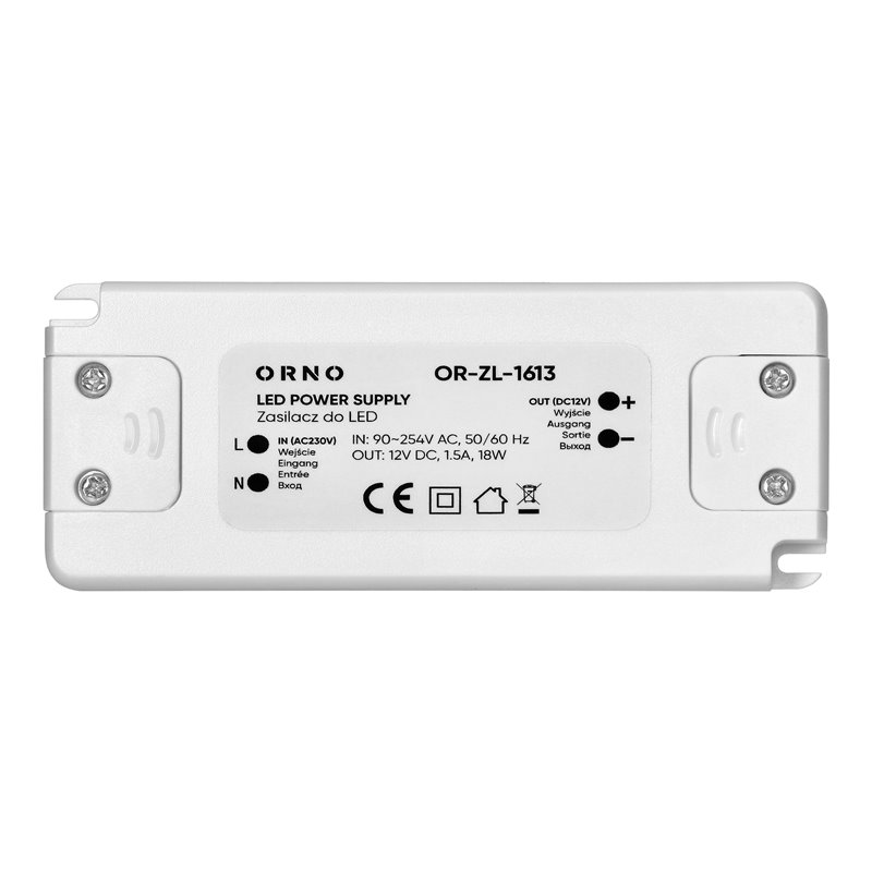 ZASILACZ DO LED 12VDC 18W, IP20 ORNO ZASILACZ DO LED 12VDC 18W, IP20 ORNO
