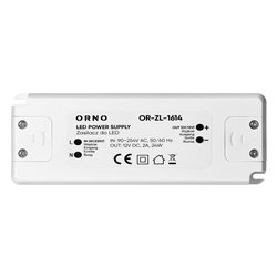ZASILACZ DO LED 12VDC 24W, IP20 ORNO ZASILACZ DO LED 12VDC 24W, IP20 ORNO