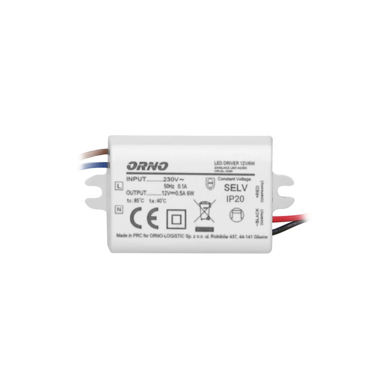 ZASILACZ MINI DO LED DO PUSZKI 12VDC 6W, IP20, 55/29,5/22MM ORNO ZASILACZ MINI DO LED DO PUSZKI 12VDC 6W, IP20, 55/29,5/22MM ORNO