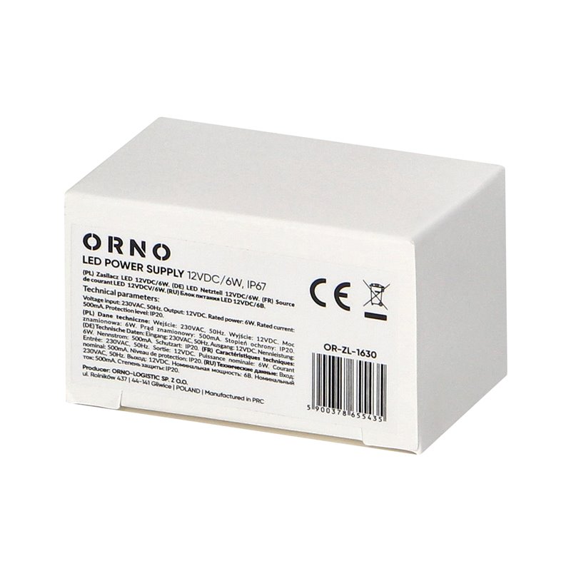 ZASILACZ MINI DO LED DO PUSZKI 12VDC 6W, IP67, 55/29,5/22MM ORNO ZASILACZ MINI DO LED DO PUSZKI 12VDC 6W, IP67, 55/29,5/22MM ORNO