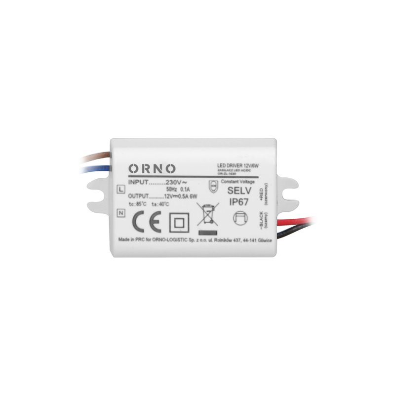 ZASILACZ MINI DO LED DO PUSZKI 12VDC 6W, IP67, 55/29,5/22MM ORNO ZASILACZ MINI DO LED DO PUSZKI 12VDC 6W, IP67, 55/29,5/22MM ORNO